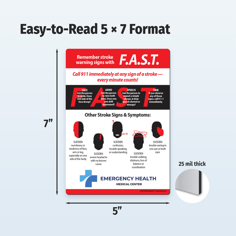 FAST Stroke Warning Signs — Custom Magnets — 5 × 7 — Minimum 100