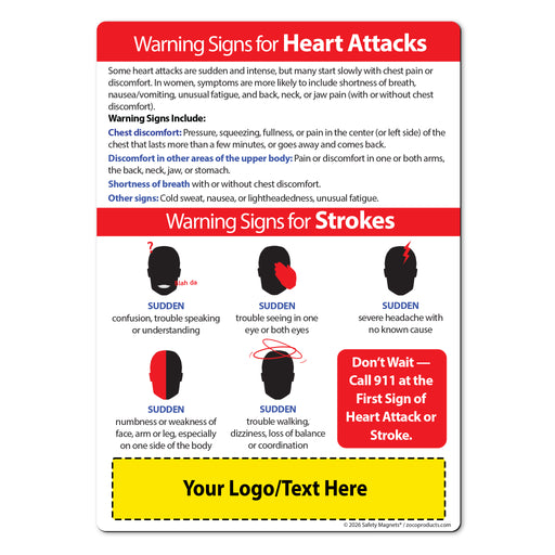 Warning Signs of Heart Attack and Stroke - Custom Magnets