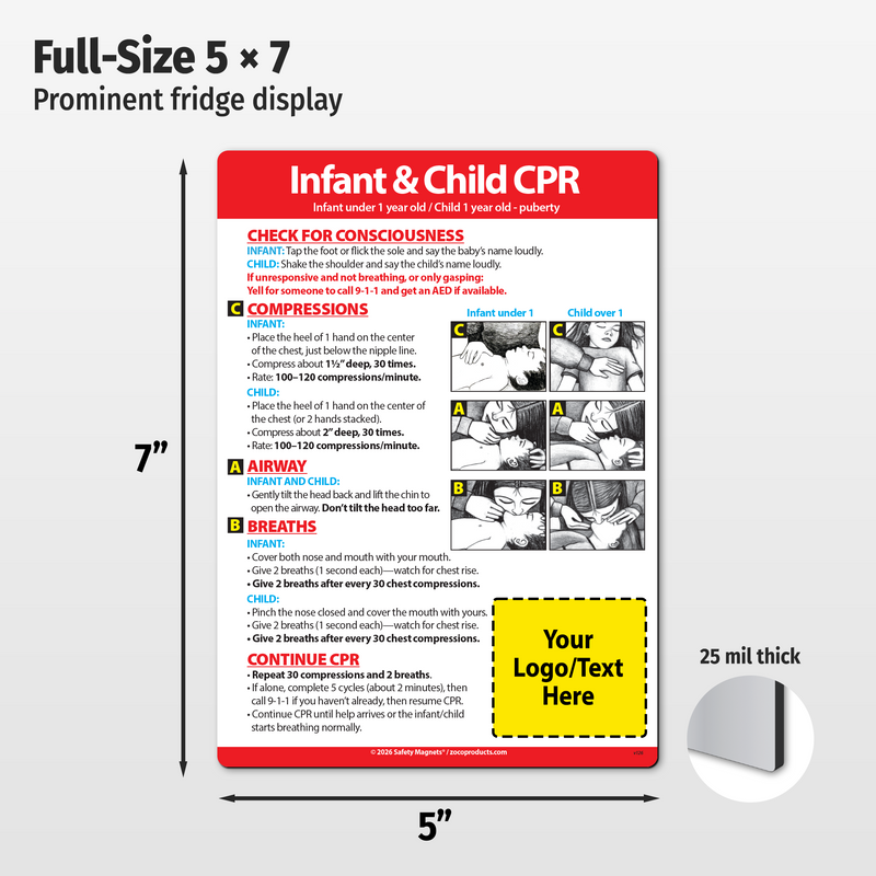 Custom CPR Steps Magnet (Infants & Children)