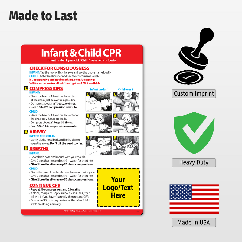 Custom CPR Steps Magnet (Infants & Children)