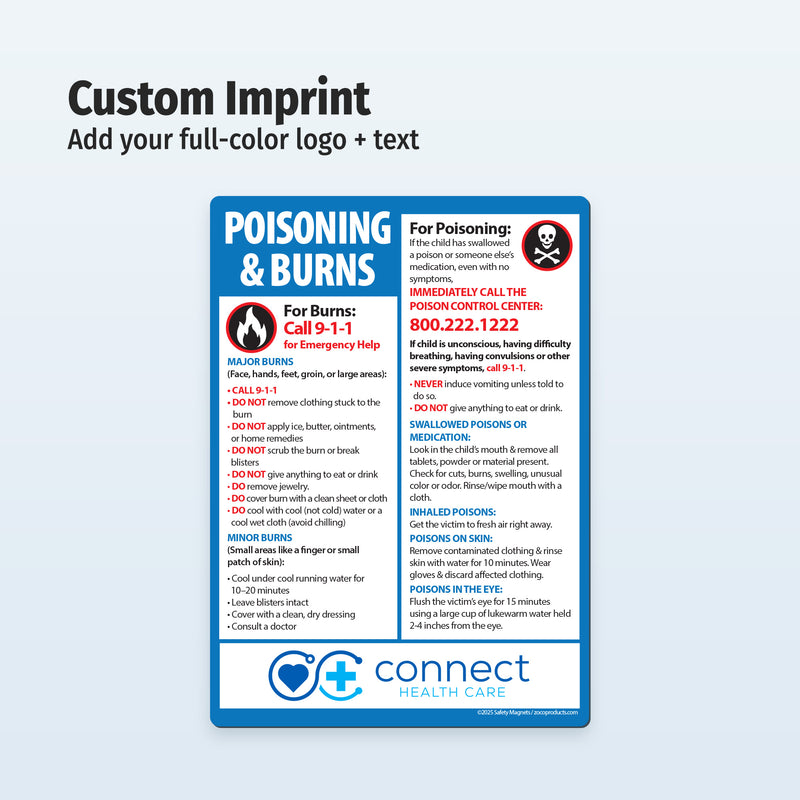First Aid for Poisoning and Burns — Custom Magnets — 5 × 7 — Minimum 100