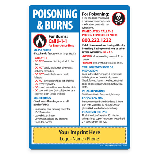 First Aid for Poisoning and Burns — Custom Magnets — 5 × 7 — Minimum 100