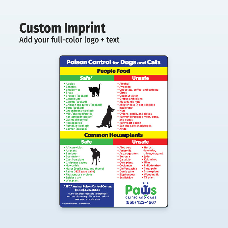 Safe and Toxic Food/Plants for Pets — Custom Magnets — 5 × 7 — Minimum 100