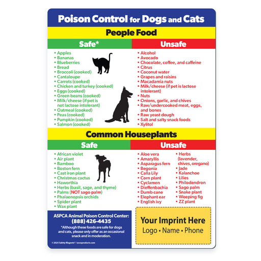 Safe and Toxic Food/Plants for Pets — Custom Magnets — 5 × 7 — Minimum 100