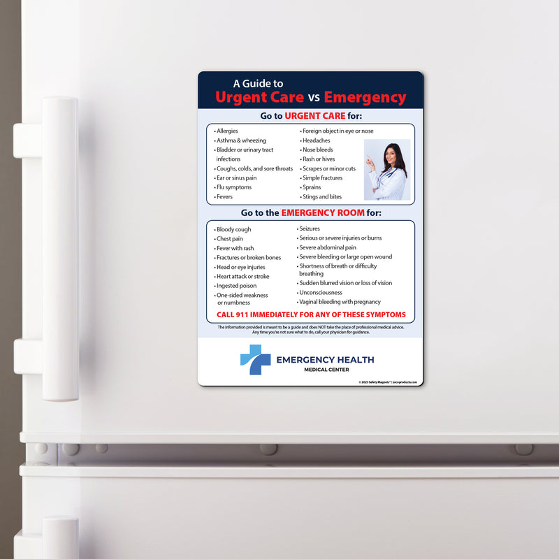 Urgent Care vs Emergency Room — Custom Magnets — 5 x 7 — Minimum 100