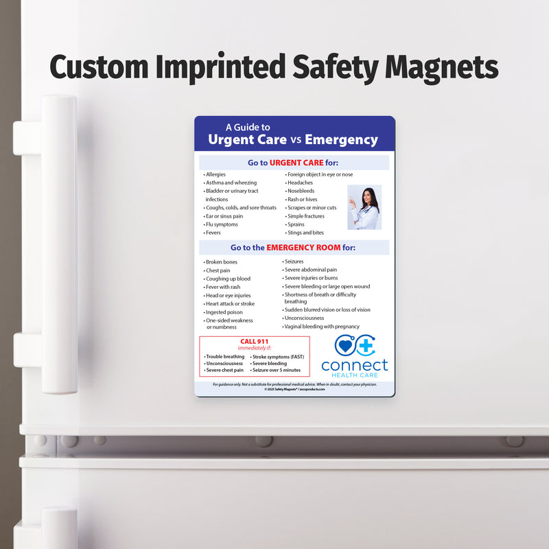 Urgent Care vs Emergency Room — Custom Magnets — 5 x 7 — Minimum 100