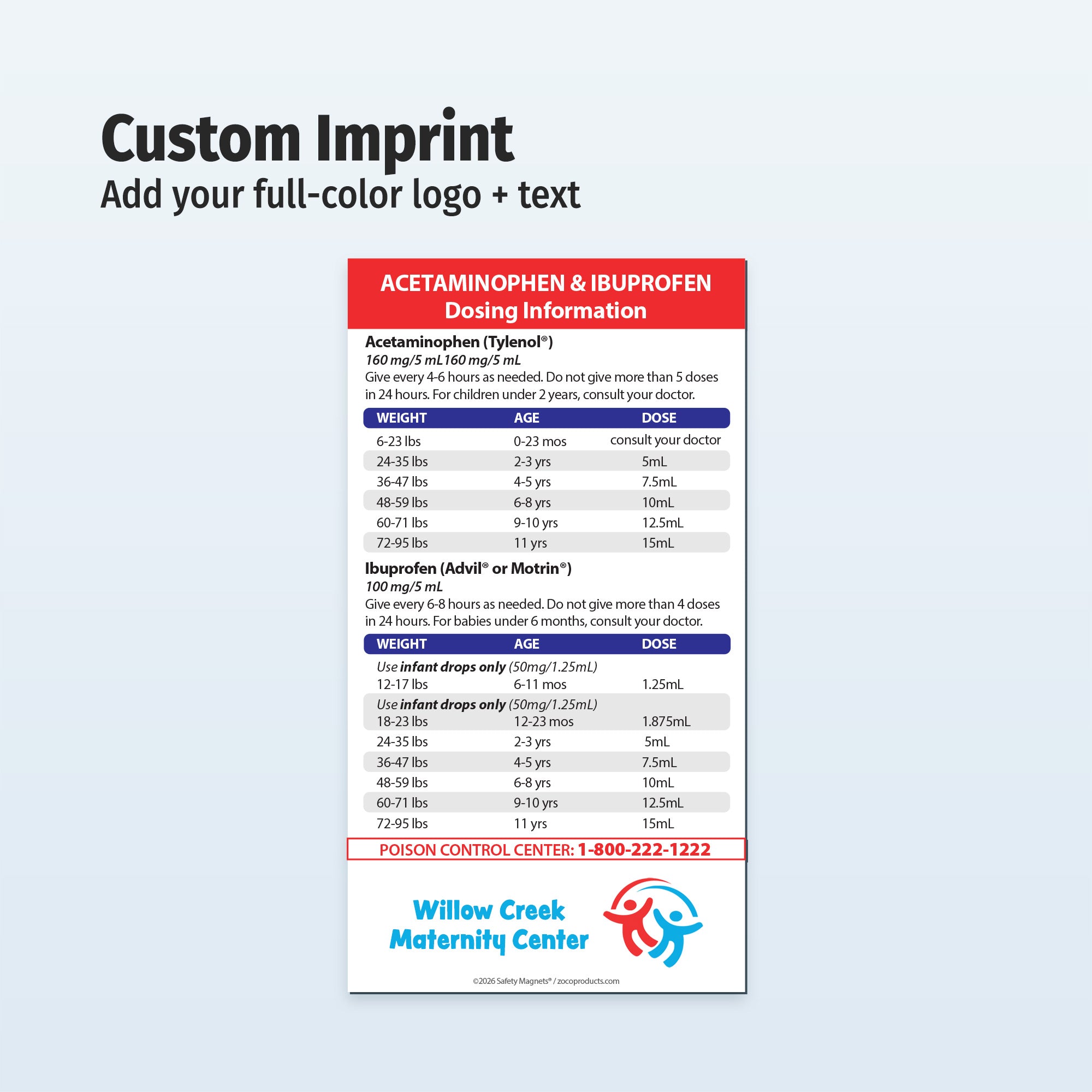 Kids' Acetaminophen & Ibuprofen Dosing Magnets - Min 100 — ZoCo