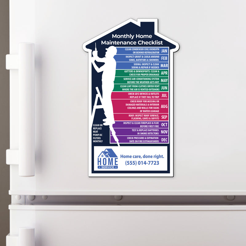 Monthly Home Maintenance Checklist (Male Contractor Design) — Custom Magnets
