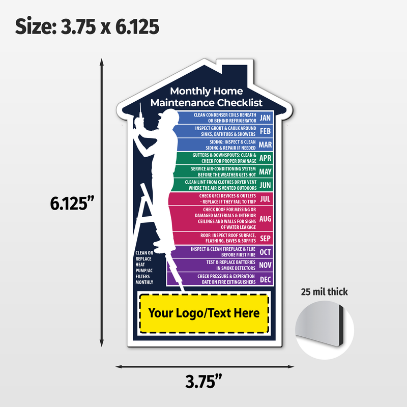 Monthly Home Maintenance Checklist (Male Contractor Design) — Custom Magnets