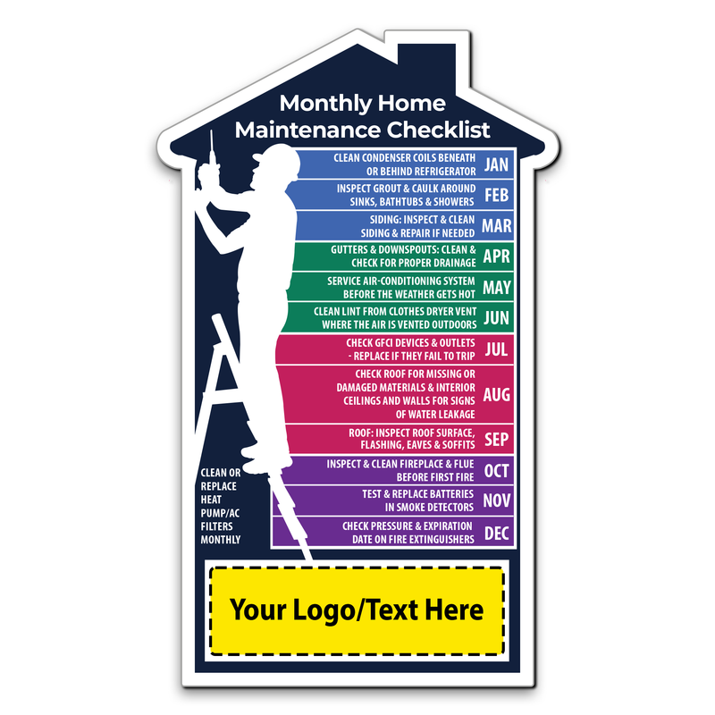 Monthly Home Maintenance Checklist (Male Contractor Design) — Custom Magnets