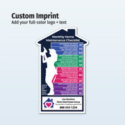 Monthly home maintenance checklist with customizable branding on a light blue background