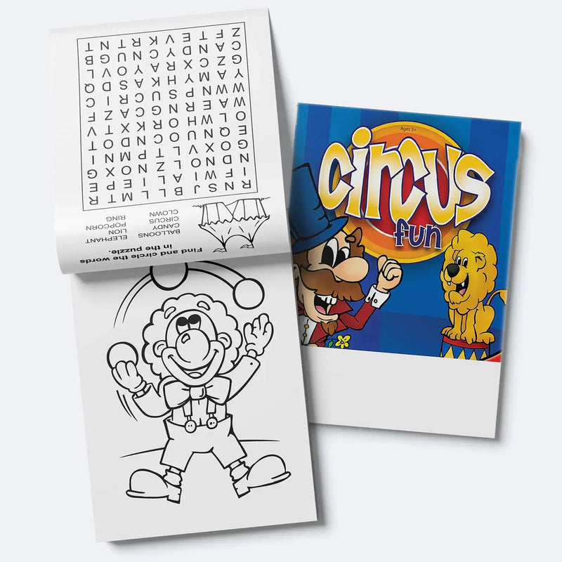 Circus Fun kids mini activity pad with coloring games mazes and puzzles
