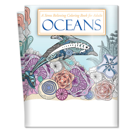 OCEANS - Adult Stress Relieving Coloring Books - Min. Qty 10 - Customize on 150+