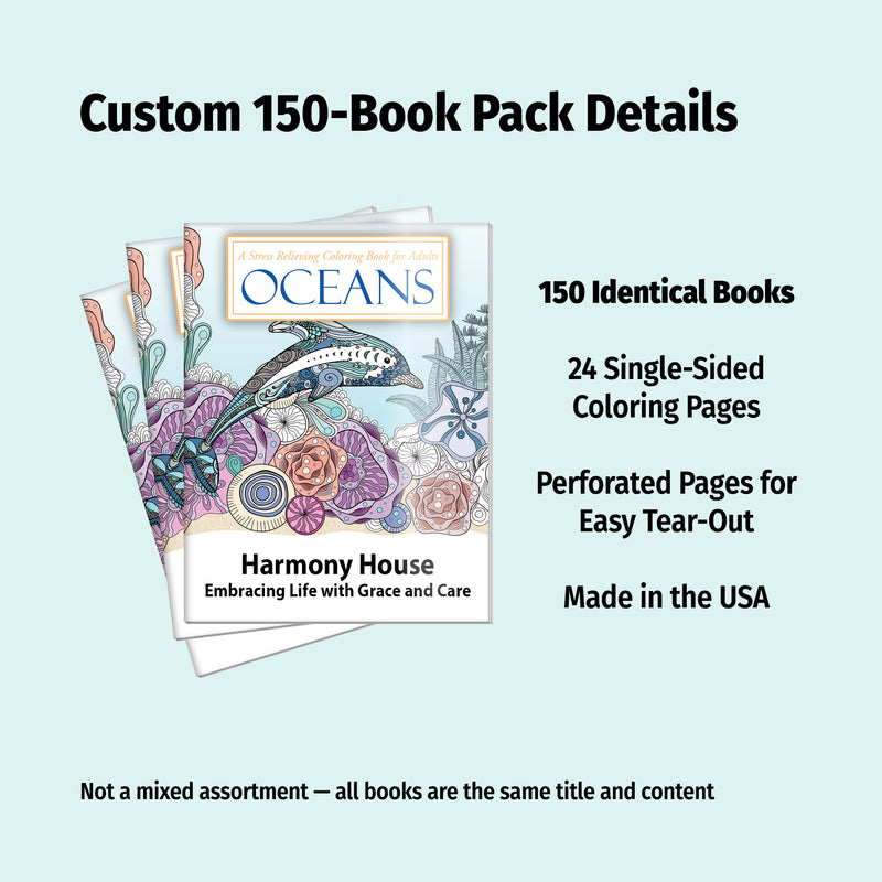 OCEANS - Adult Stress Relieving Coloring Books - Min. Qty 10 - Customize on 150+