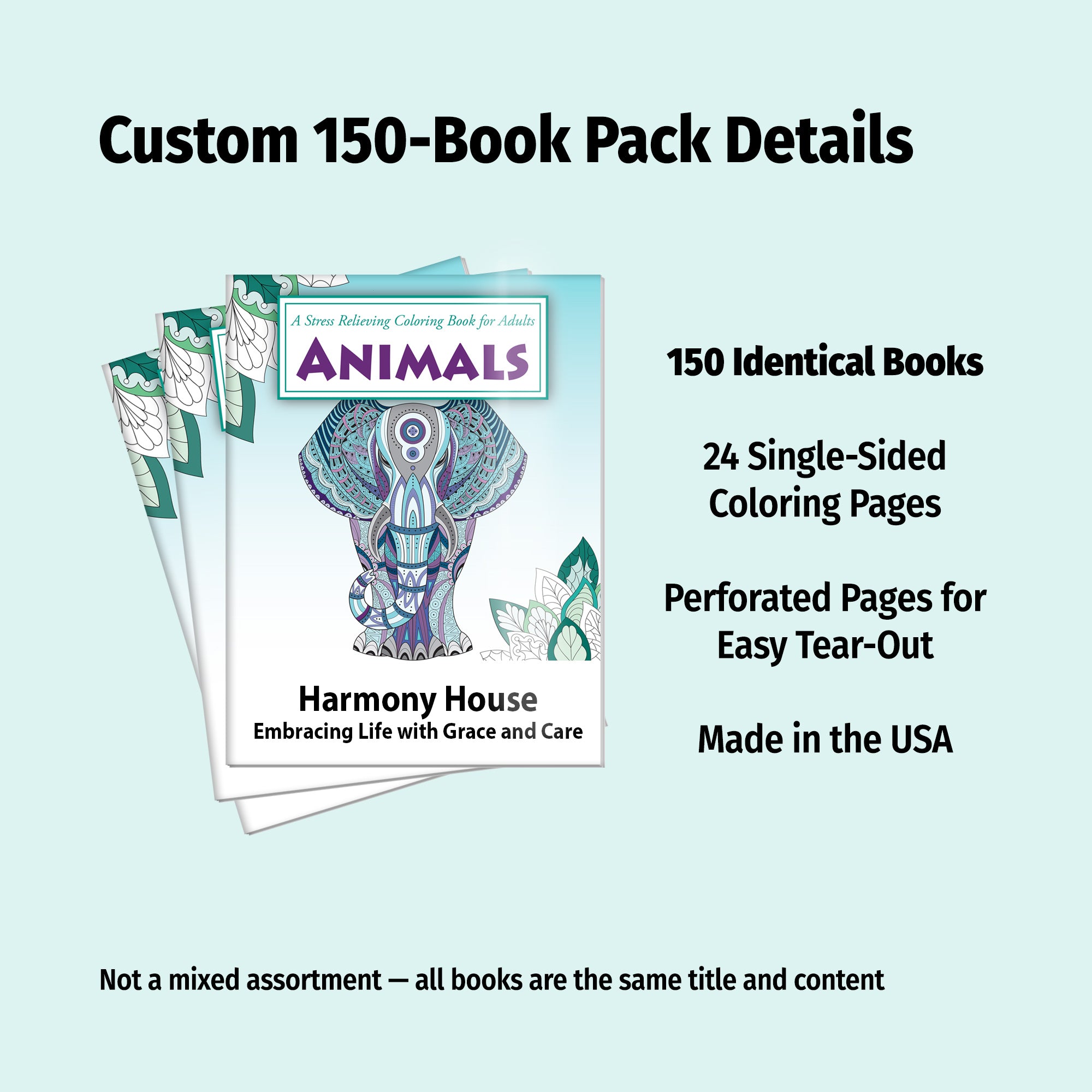 ANIMALS - Adult Stress Relieving Coloring Books in Bulk
