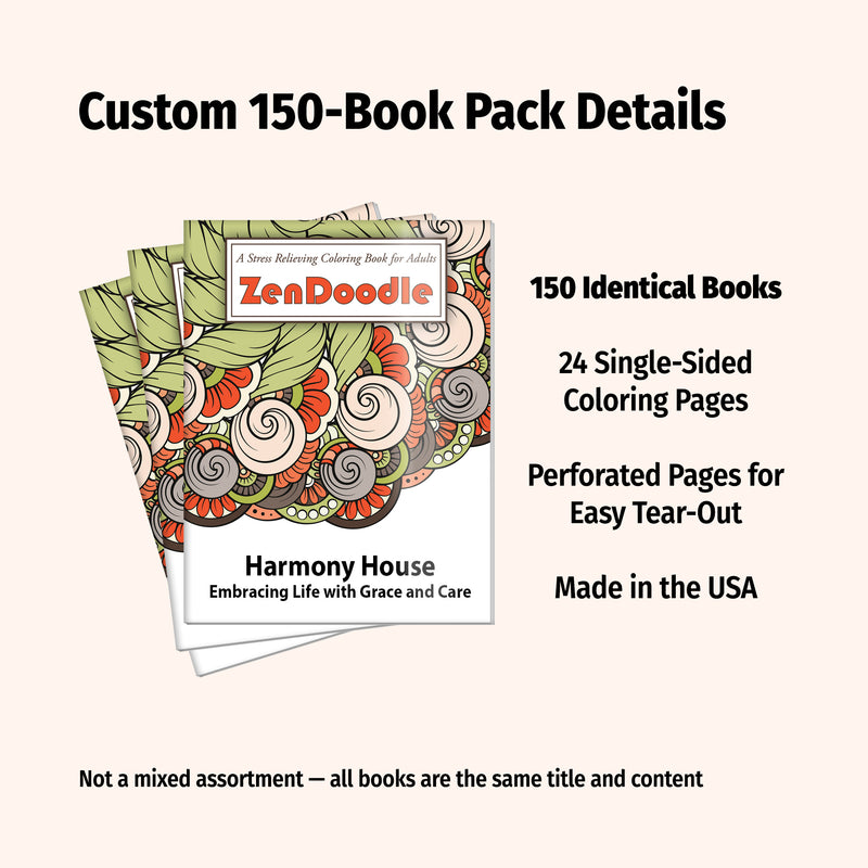 Packaging of ZenDoodle coloring books with product details on a white background