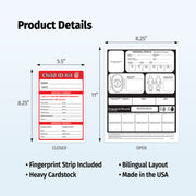 Child ID Kit with dimensions and features on a light gray background