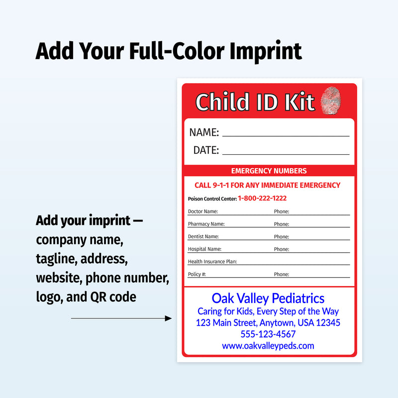 Child ID & Fingerprinting Kits (Min Qty 5) – or Customize with Your Imprint (100+) – 5.5 × 8.25 –