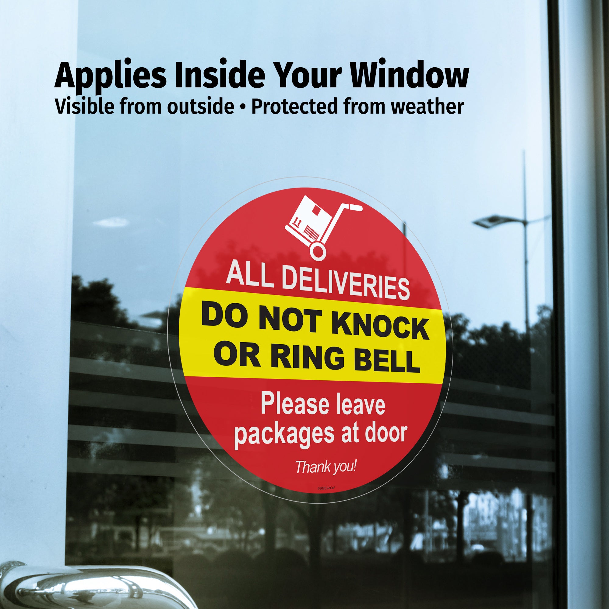 Do Not Knock or Ring Doorbell Sign - Inside Window Cling 6 x 6