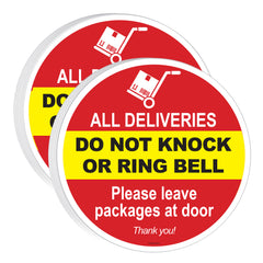 Do Not Knock or Ring Doorbell Sign - Inside Window Cling 6 x 6