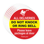 Set of round delivery signs with text and icon on a white background