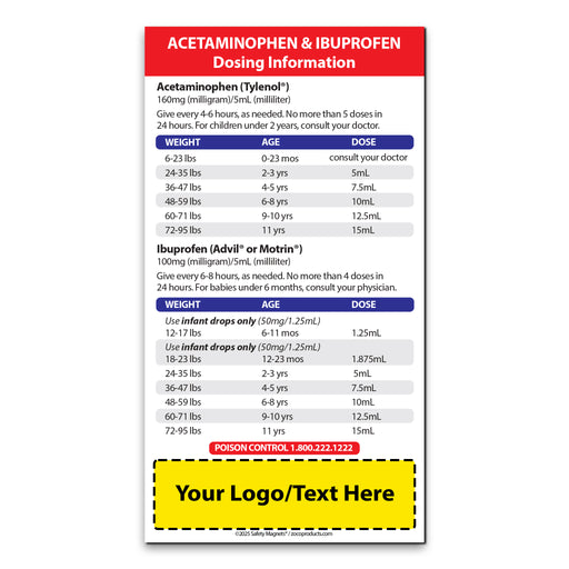 Children’s Acetaminophen & Ibuprofen Dosing Guide — Custom Safety Magnets 