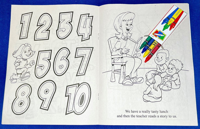 Inside pages of Daycare Fun kids coloring and activity book