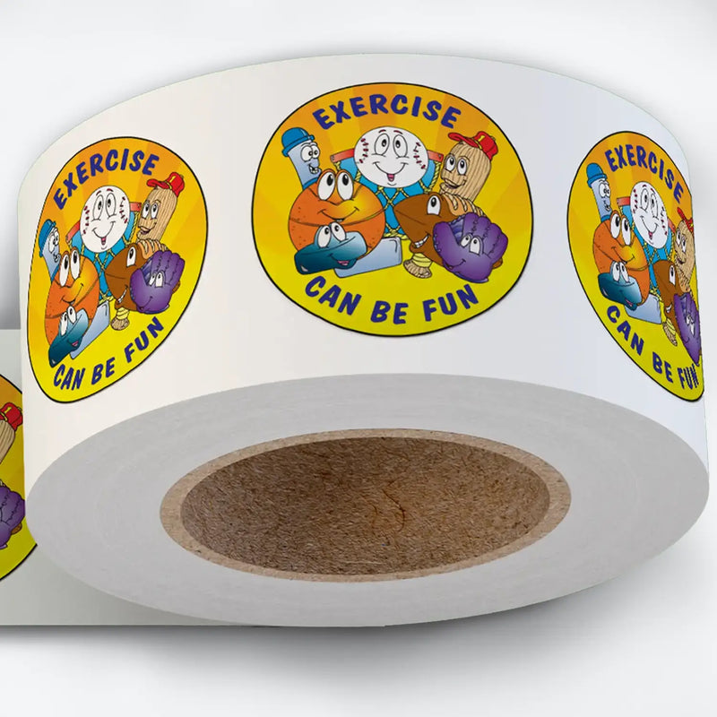 Active Lifestyle Stickers: "Exercise can be fun" - Kids Stickers - 2" Round