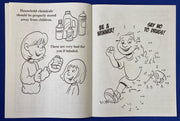 Inside pages of Stay Drug Free kids coloring and activity book