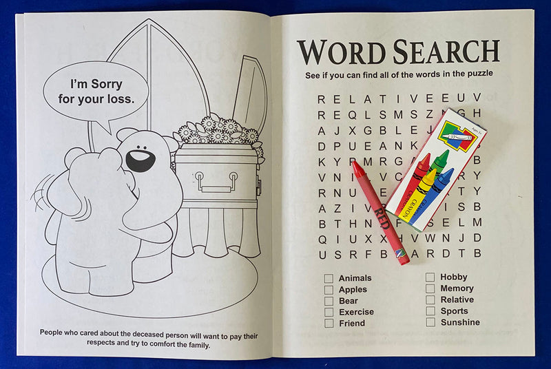 Custom bereavement coloring book with imprint
