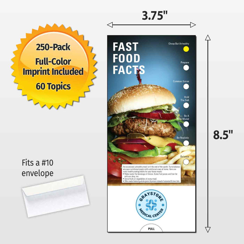 Fast Food Facts Custom Slide Charts - 3.75 x 8.5 - Min Qty 250