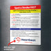 Stroke awareness magnet featuring the F.A.S.T. acronym: Face drooping, Arm weakness, Speech difficulty, and Time to call 911. Lists other stroke symptoms and stresses urgency. Includes customizable logo/text area at the bottom.