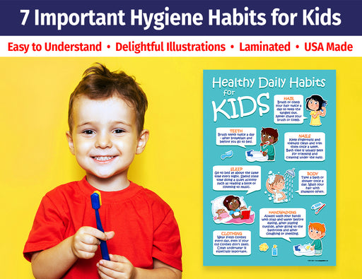 Kids 7 Healthy Daily Habits - Laminated Poster - 12"x18"