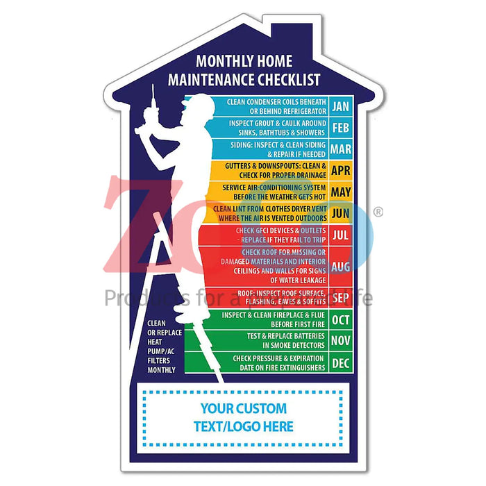 Monthly Home Maintenance Checklist - Magnets - (Min.Qty 250)