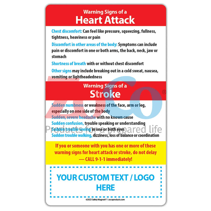 Heart Attack & Stroke Signs - Magnets - (Min.Qty 100)