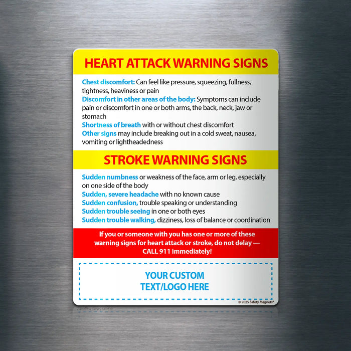 Heart Attack & Stroke Warning Signs - Magnets - (Min.Qty 100)