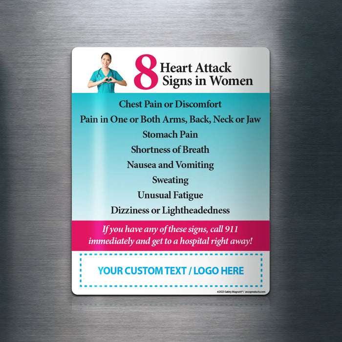 Heart Attack Signs in Women - Magnets  - (Min.Qty 100)