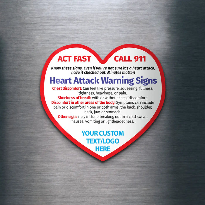 Warning Signs of a Heart Attack - Magnets - (Min.Qty 100)