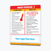 Heat stroke safety magnet listing symptoms like high body temperature, headache, nausea, red skin, seizures, rapid heartbeat, and confusion. Provides first aid steps such as moving to a cool area, applying ice packs, fanning, and calling 911. Custom logo/text area at the bottom.