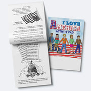 I Love America kids mini activity pad with patriotic coloring games mazes and puzzles