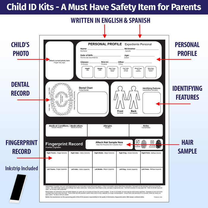 Custom Child ID & Fingerprint Kits - Min Qty 100