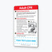 Adult CPR instruction card with text and illustrations on a white background
