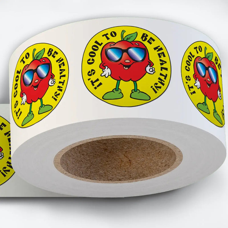 Health-Themed Affirmation for Kids "It's cool to be healthy" - Kids Stickers - 2" Round