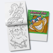 Jungle Fun kids mini activity pad with animal-themed coloring games and puzzles