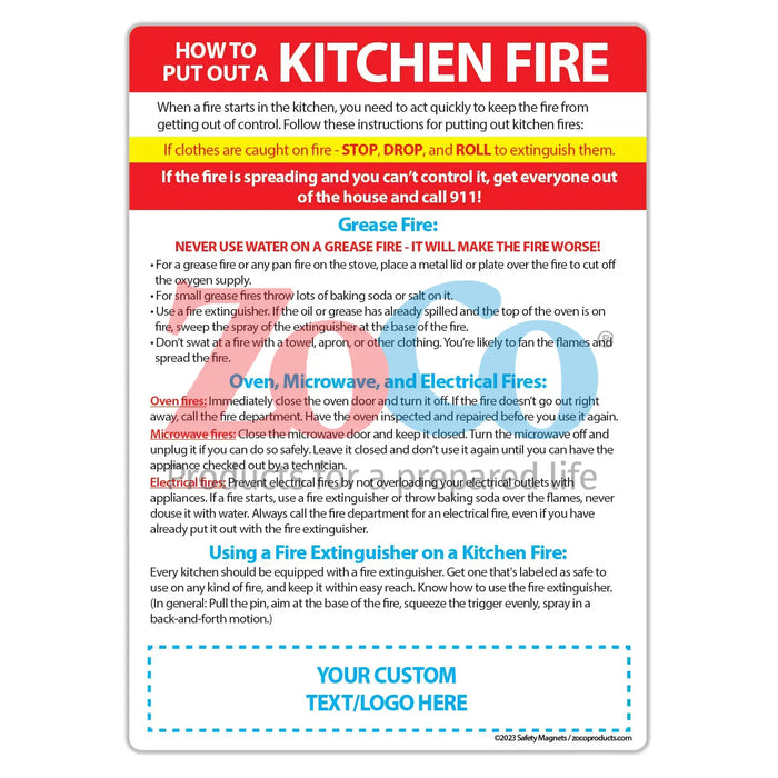 How to Put Out a Kitchen Fire - Magnets - (Min.Qty 100)