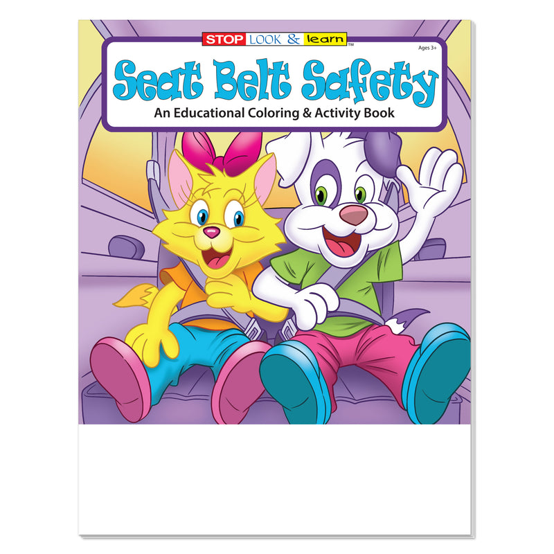 Seat Belt Safety coloring book for kids sold in bulk