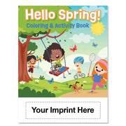 Custom spring coloring book imprint area for school, business, or organization information