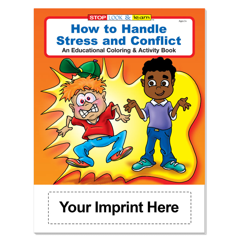 Stress and conflict management coloring books with optional imprint