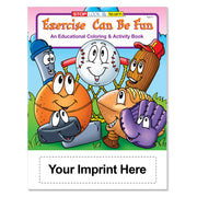 Exercise coloring books for kids with optional imprint and crayons