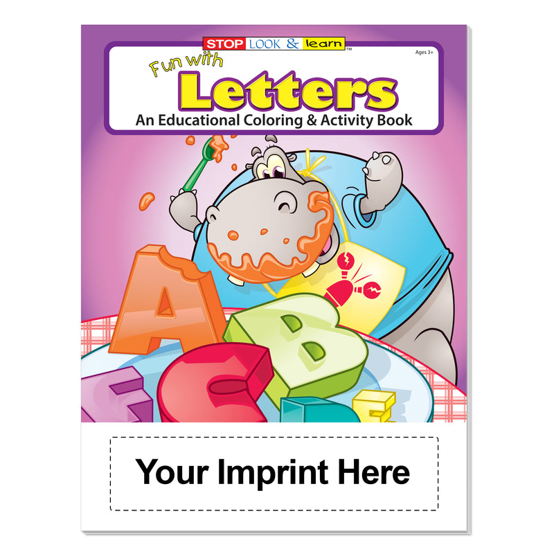 Custom Fun With Letters coloring book imprint area